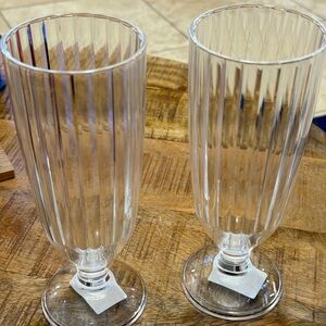 Set Of 2 Vintage Merritt Acrylic Millshake Glasses Made In Taiwan 8.5”